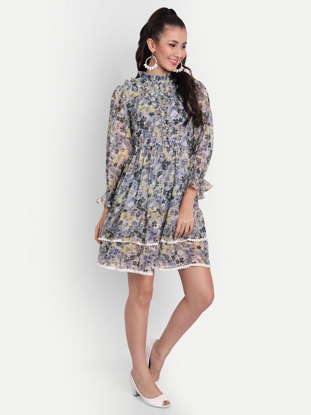 isam multicoloured floral chiffon dress