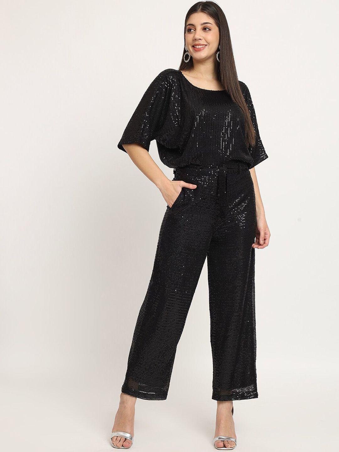 isam embellished flared sleeves sequined top with trouser