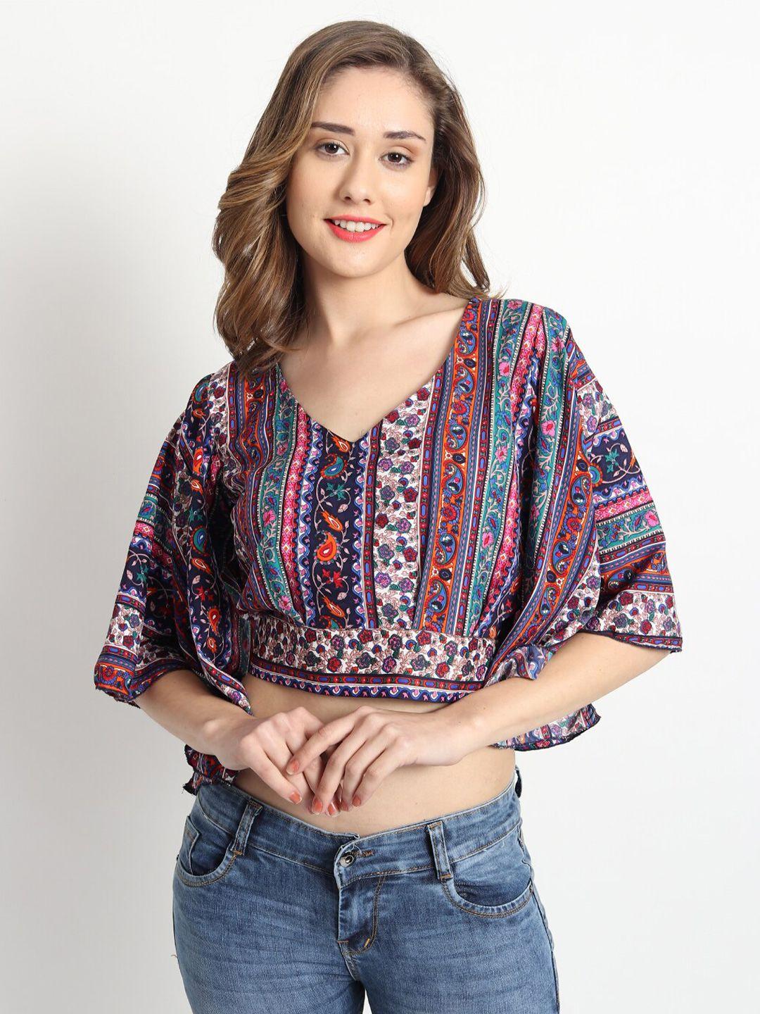 isam floral printed blouson crop top