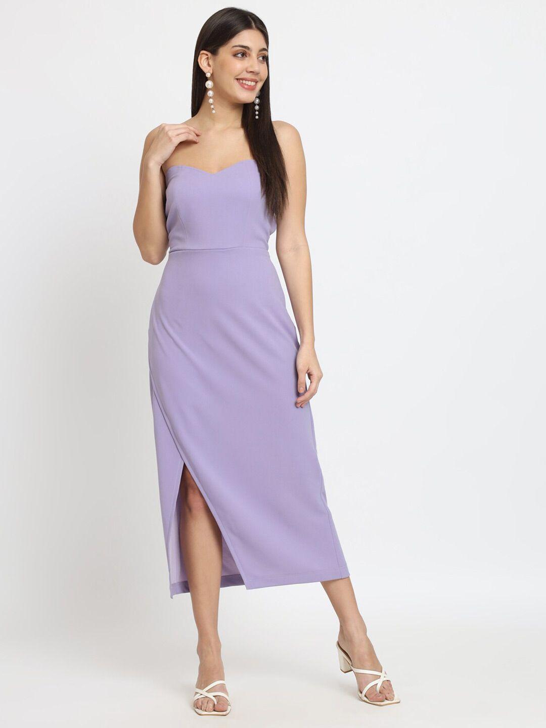 isam lavender scuba sheath midi dress