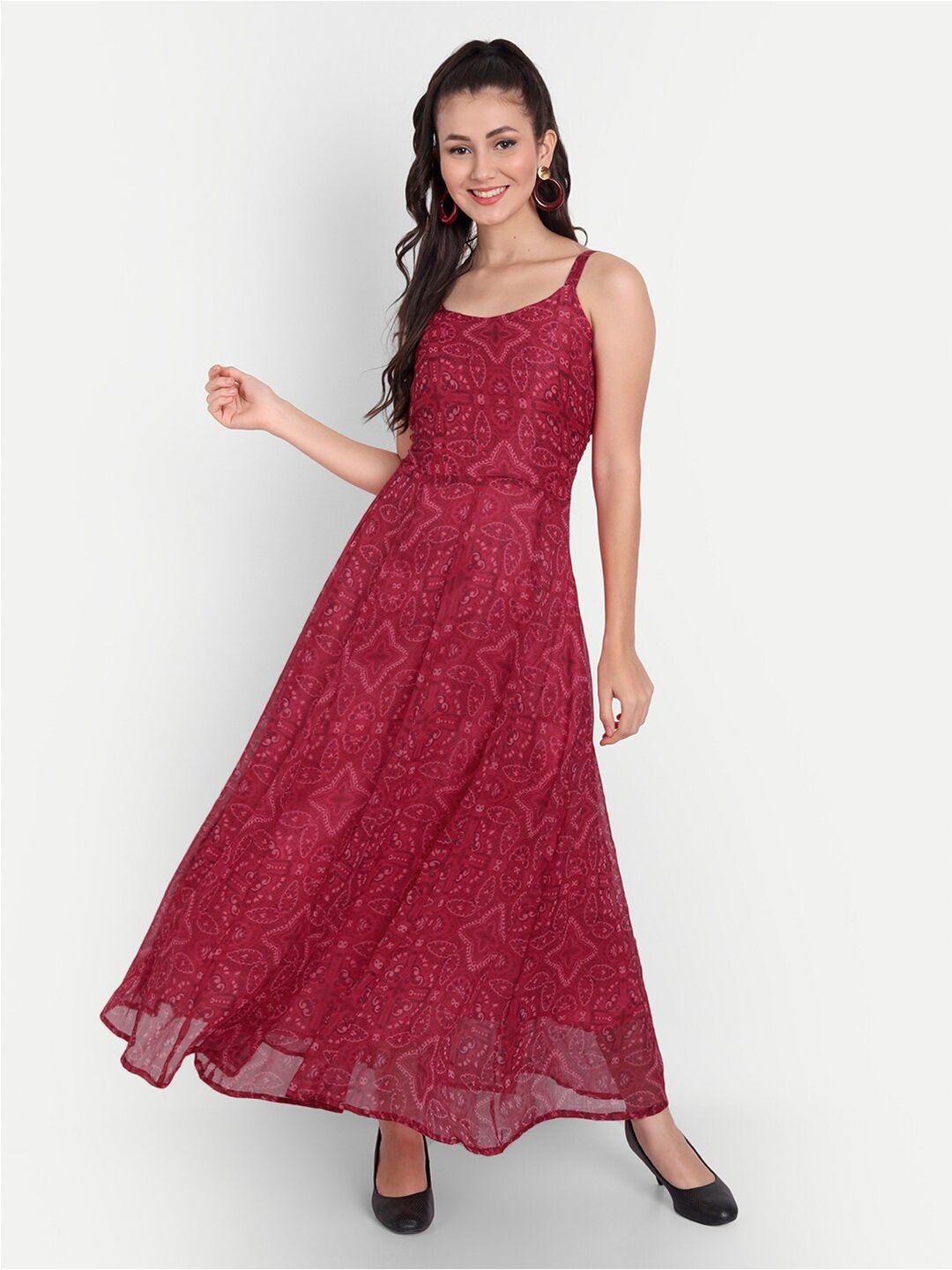isam red floral chiffon maxi dress