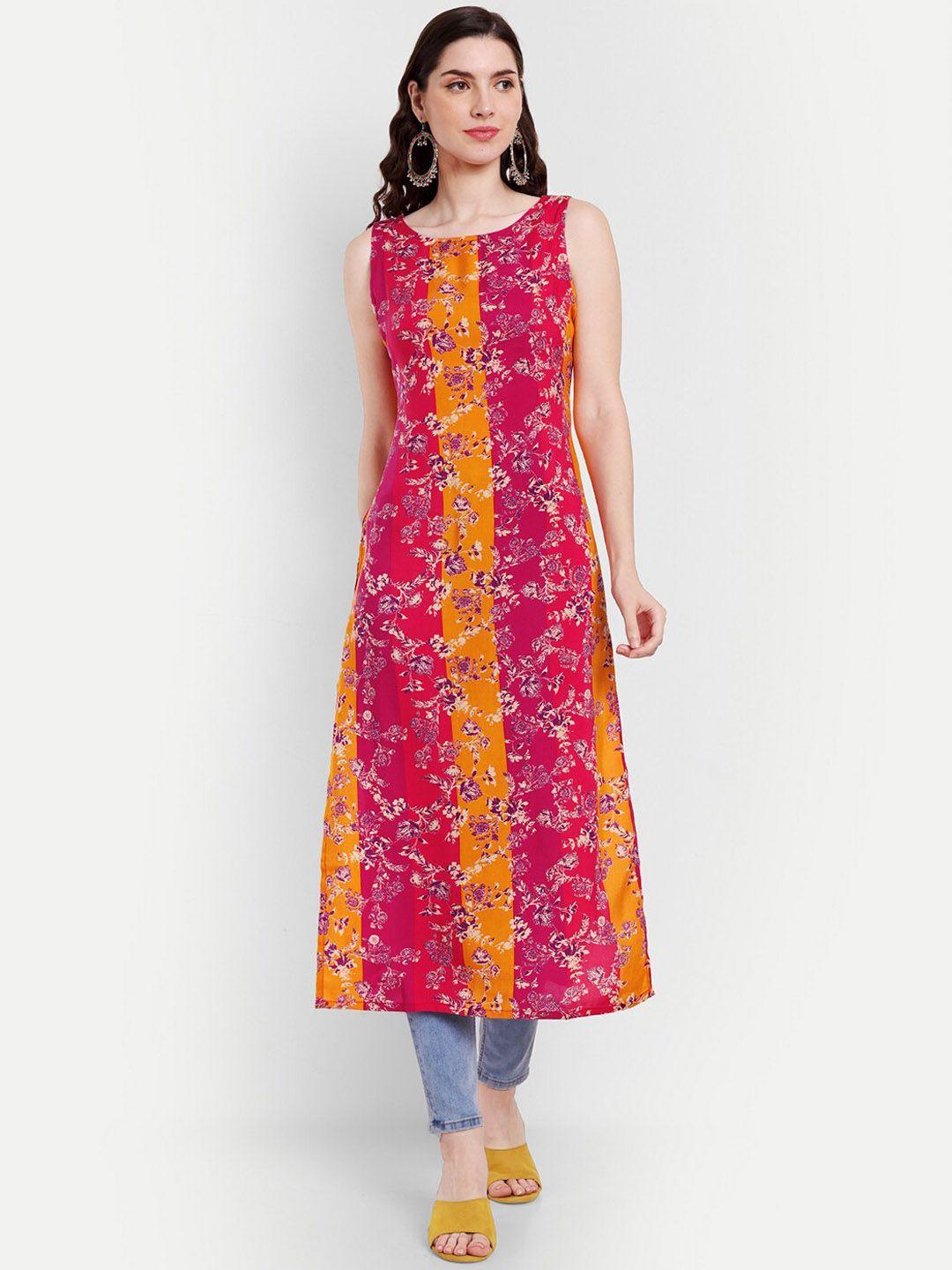 isam sleeveless floral printed straight kurta