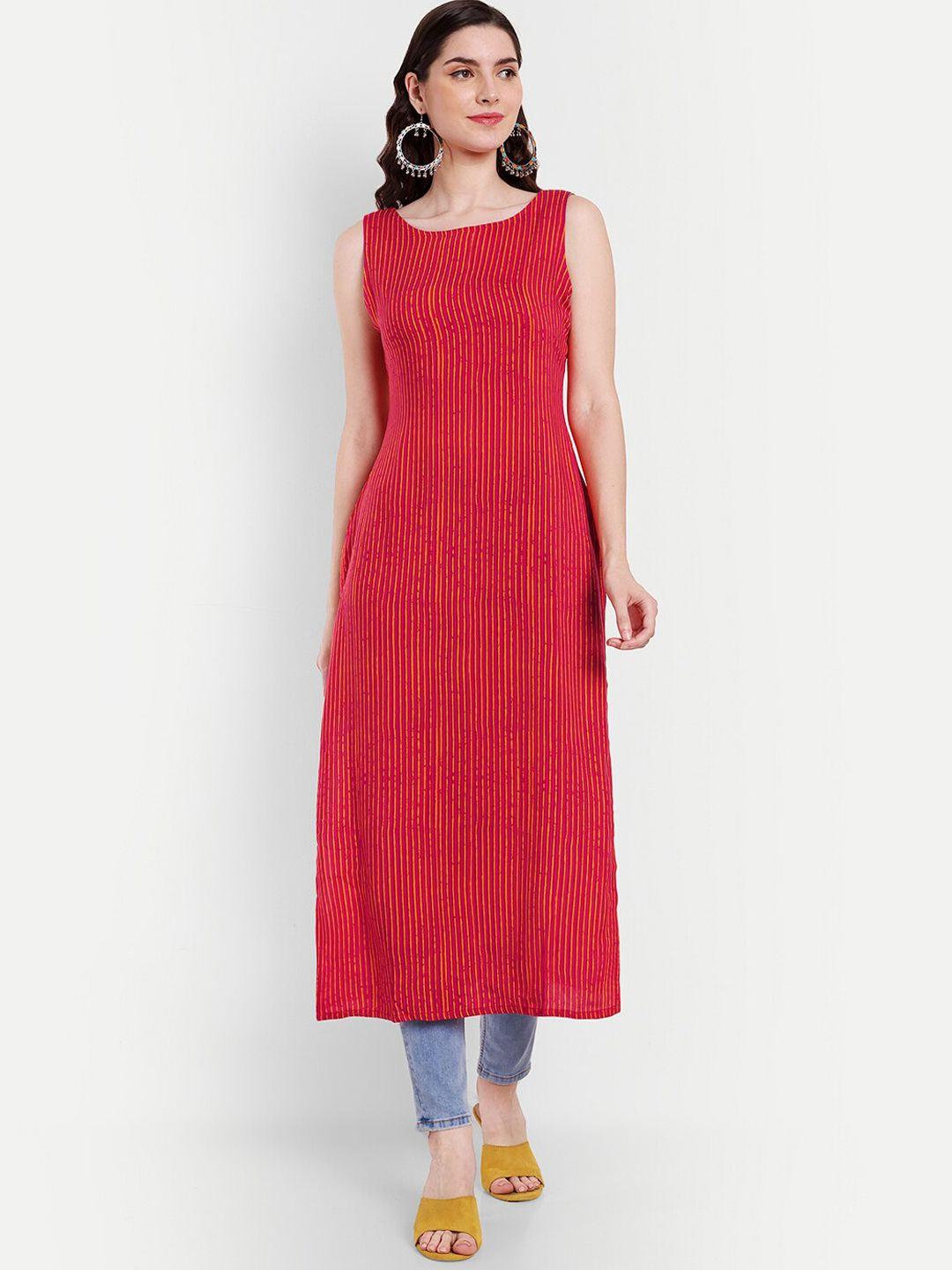 isam striped sleeveless straight kurta