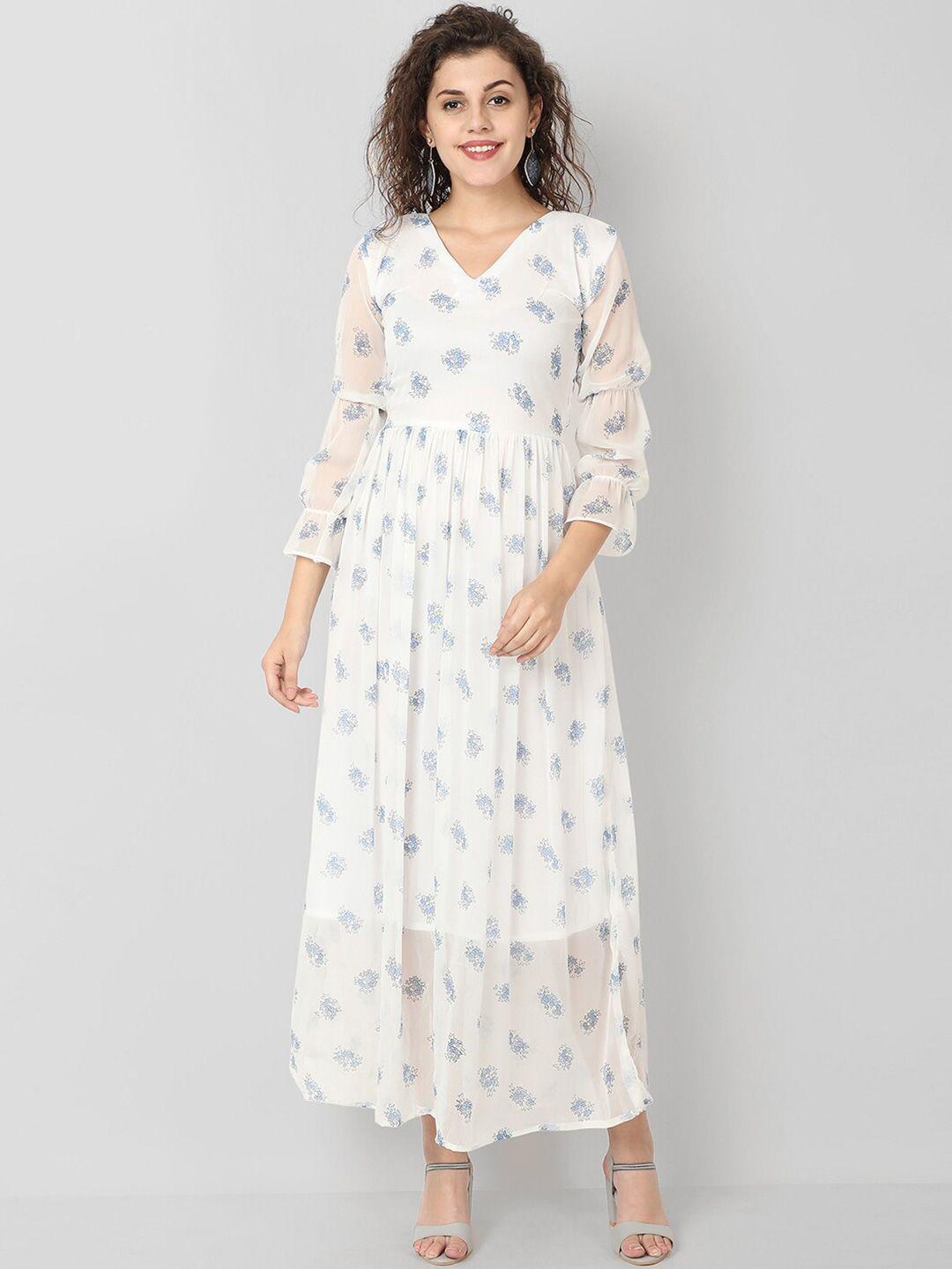 isam white floral chiffon maxi dress