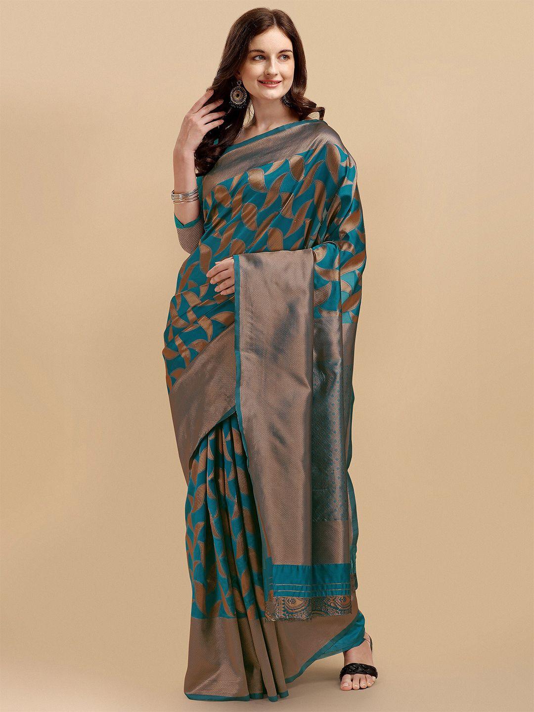 isha trade blue woven design silk blend kanjeevaram saree