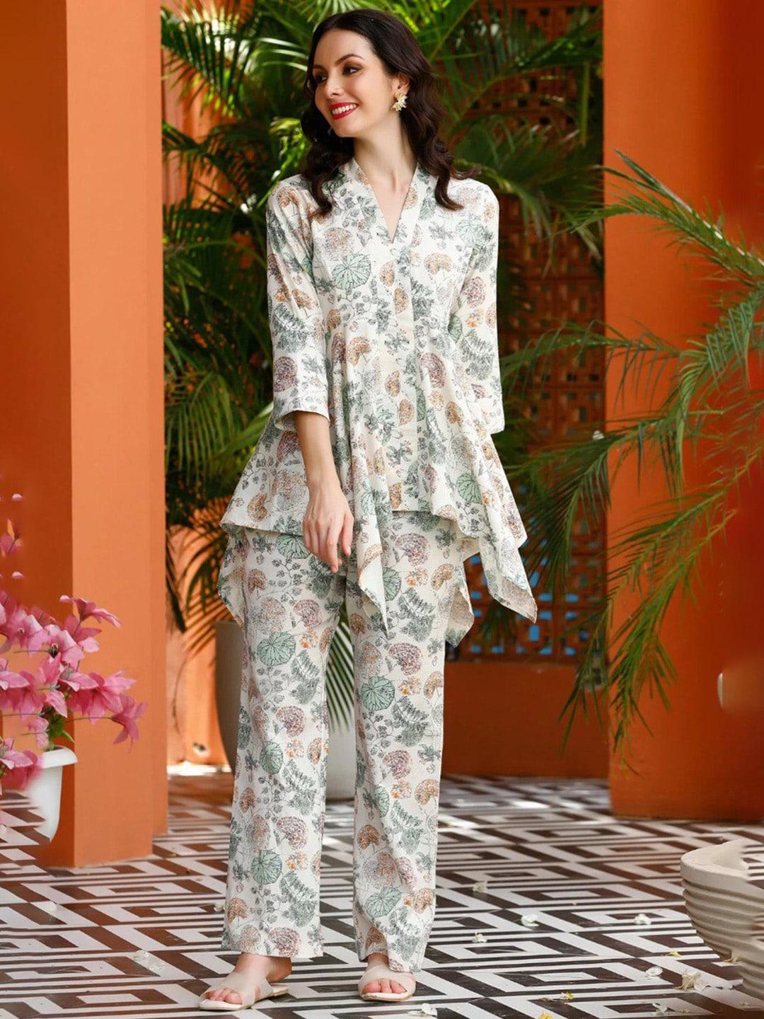 isha trade floral printed tunic with trouser co-ords