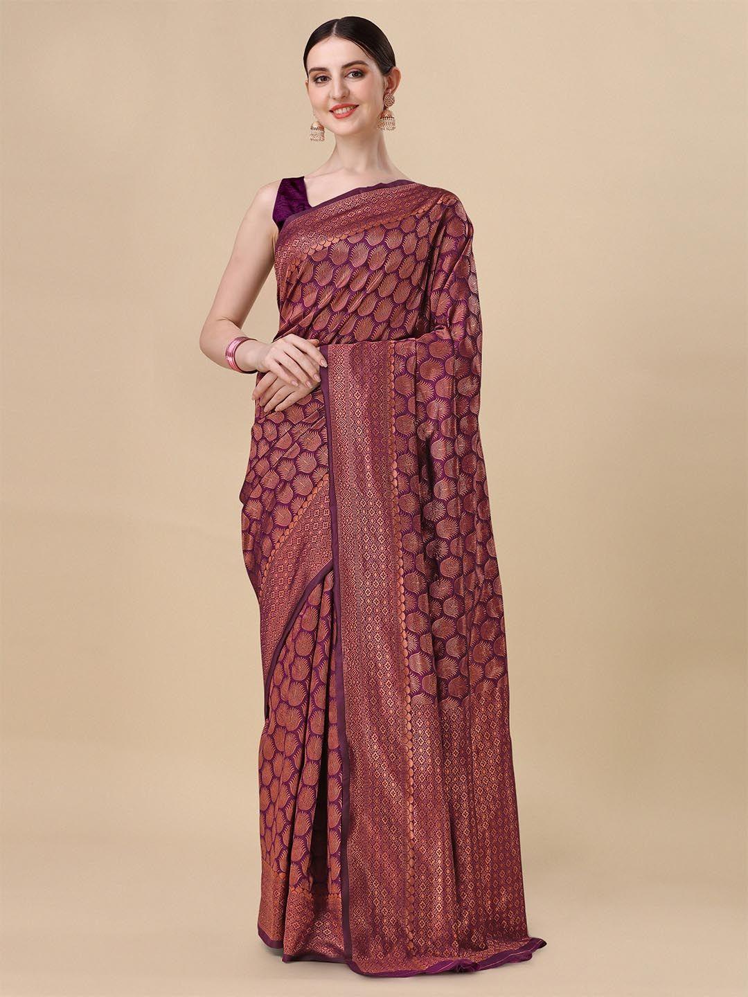 isha trade purple woven design silk blend kanjeevaram saree