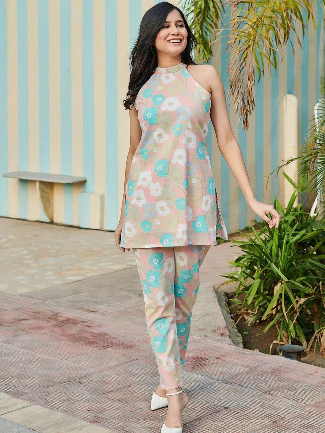 isha trade printed sleeveless top with trousers co-ords