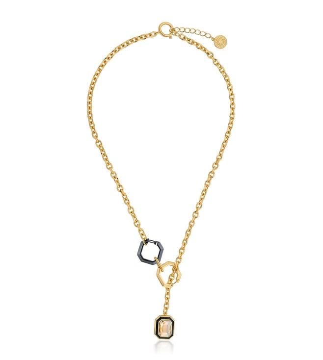 isharya multicolored byt bling link lock crystal 18kt gold plating necklace