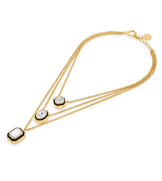 isharya bougie crystal layered necklace in 18kt gold plated