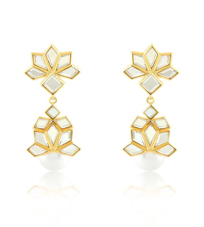 isharya flor mirror stud earrings in 18kt gold plated
