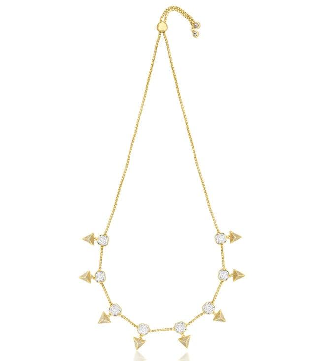 isharya gold moss pyramid crystal necklace in 18kt gold & isharya signature colored plating