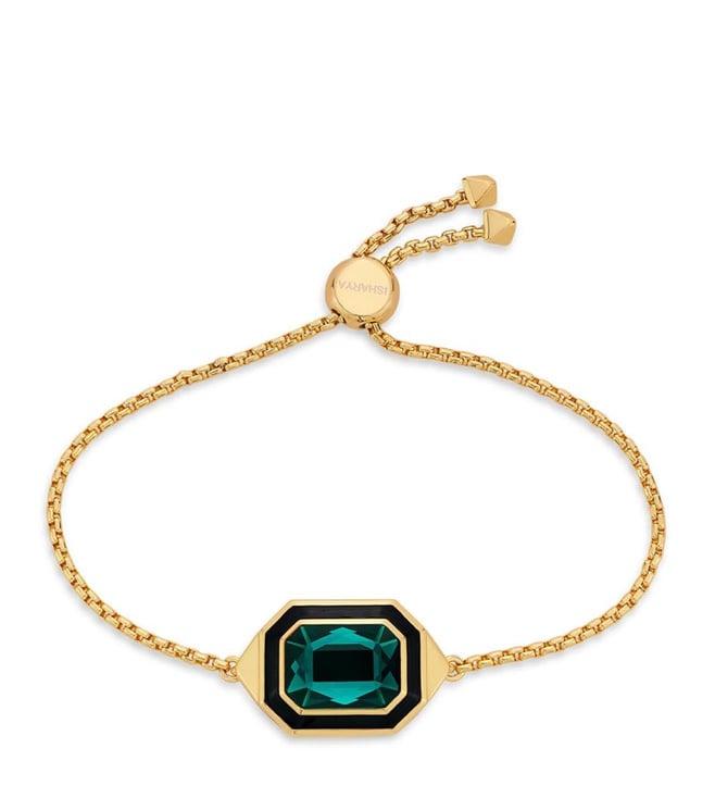 isharya green bright young things b-dazzle crystal enamel bracelet 18kt gold plating