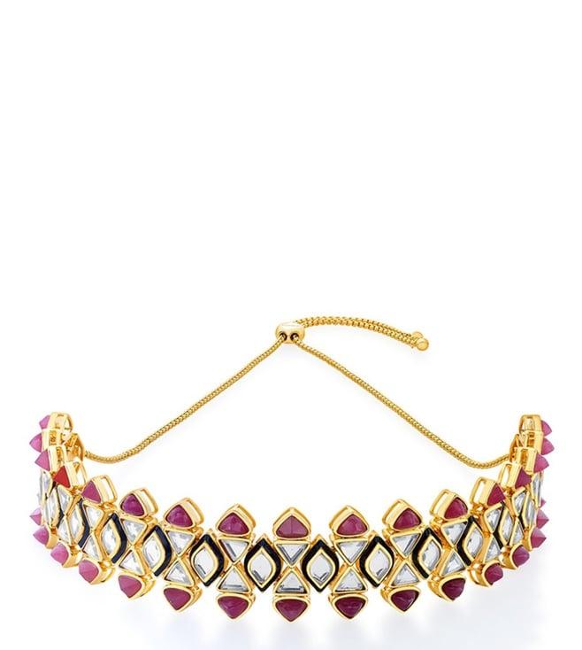 isharya red mm5 begum haute pink mughal choker in 18kt gold plated