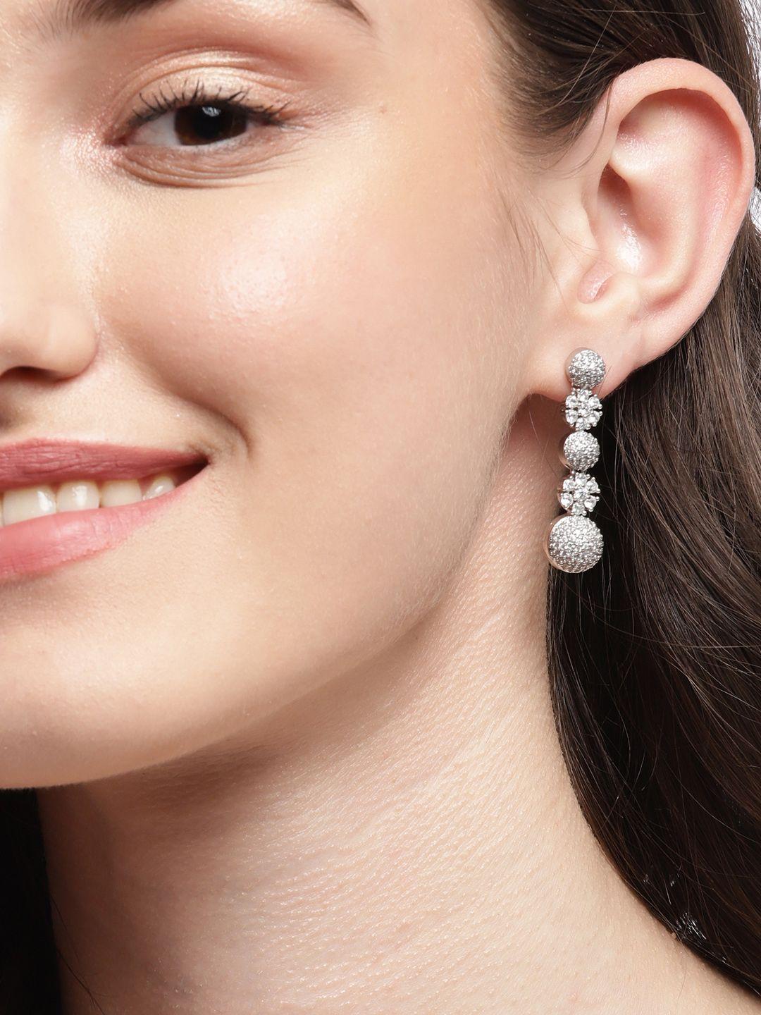 ishin silver-plated classic zirconia drop earrings