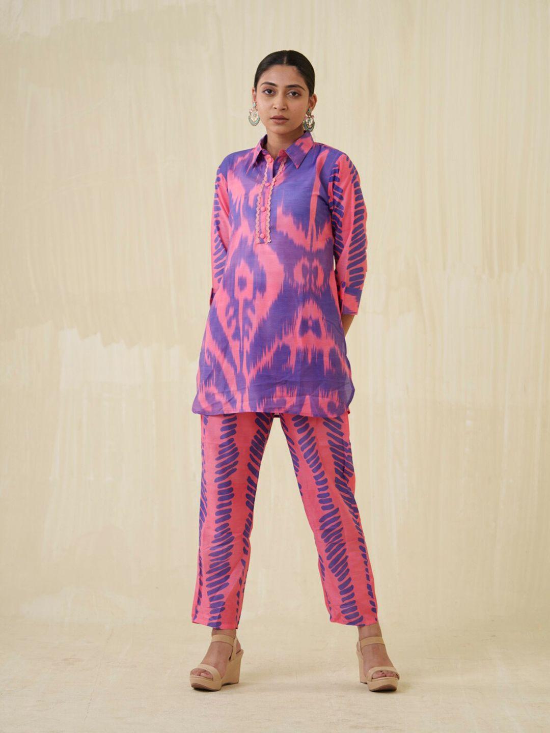 ishin abstract printed tunic with trousers