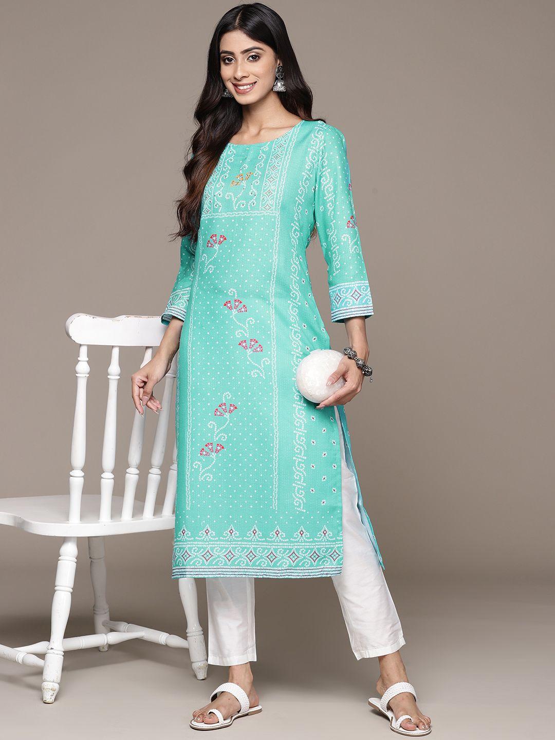 ishin bandhani printed sequinned kurta