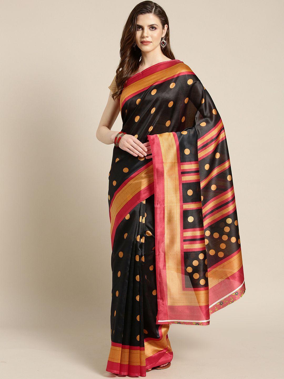 ishin black & red printed saree