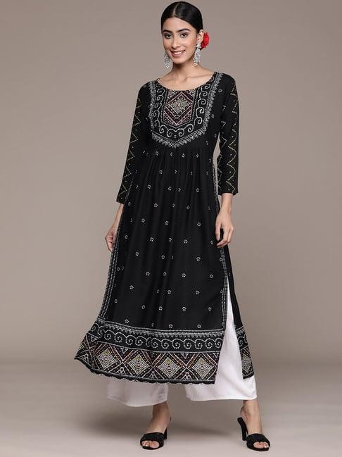 ishin black embellished flared kurta