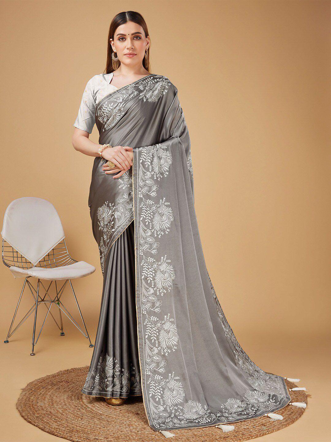 ishin embroidered broder satin saree