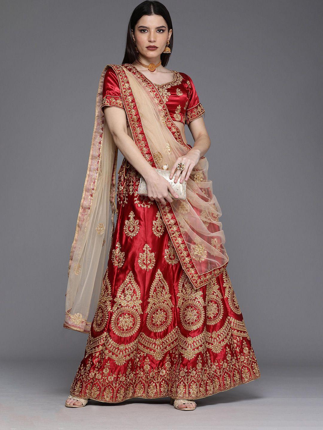 ishin ethnic motifs embroidered semi-stitched lehenga choli