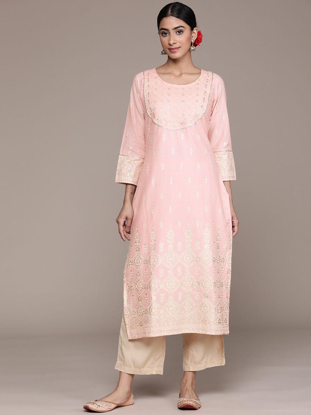 ishin ethnic motifs printed gotta patti kurta