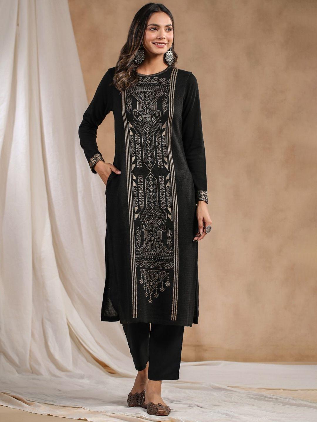 ishin ethnic motifs woven design jacquard kurta