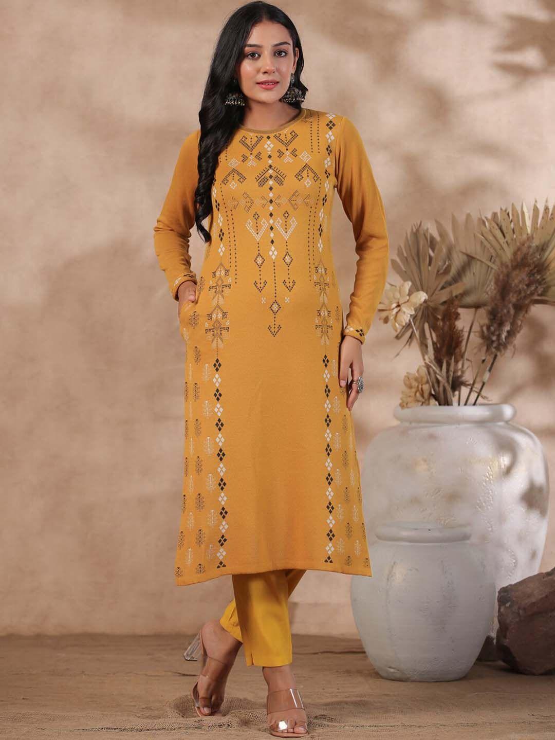 ishin ethnic motifs woven designed jacquard kurta