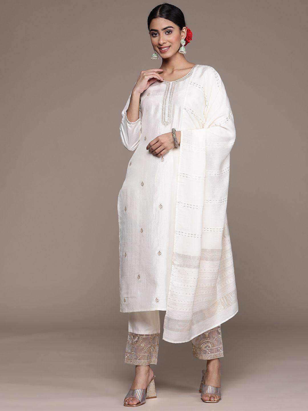 ishin ethnic motifs zari kurta with trousers & dupatta