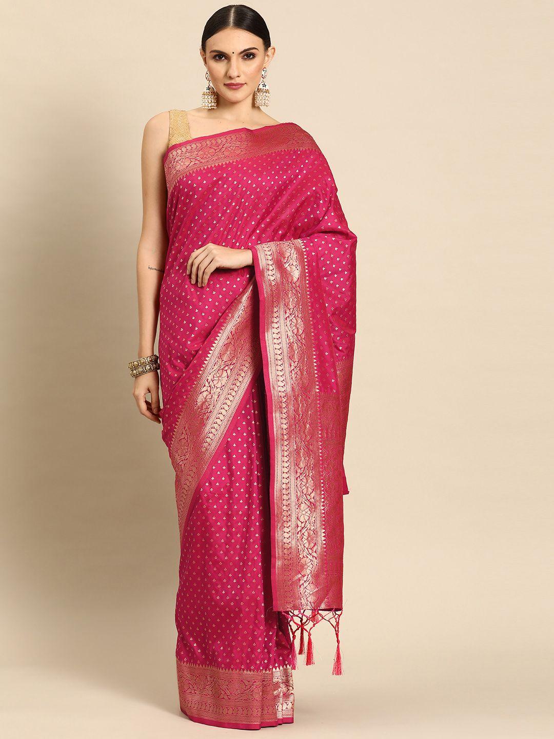 ishin ethnic motifs zari silk blend banarasi saree