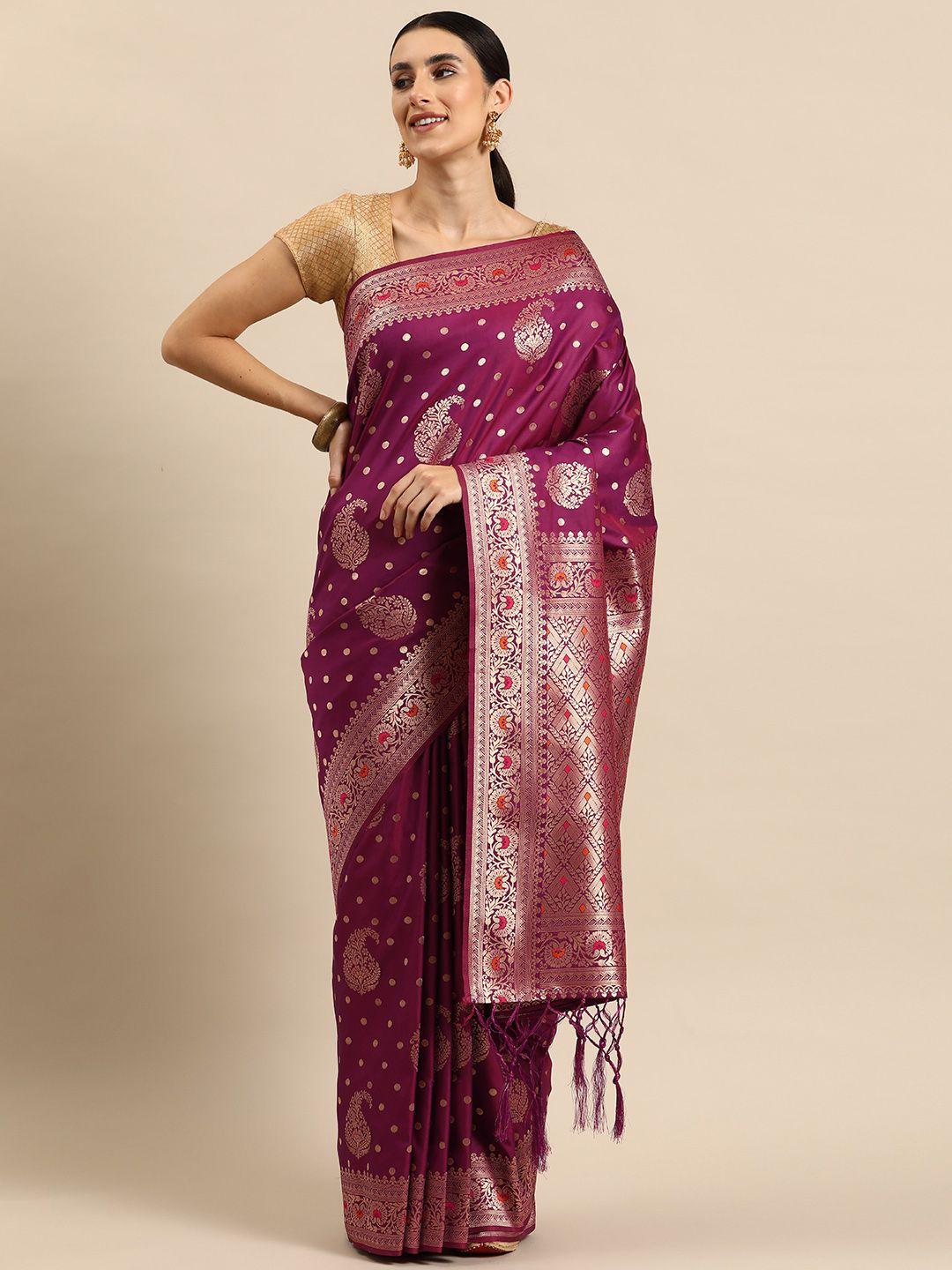 ishin ethnic motifs zari silk blend banarasi saree