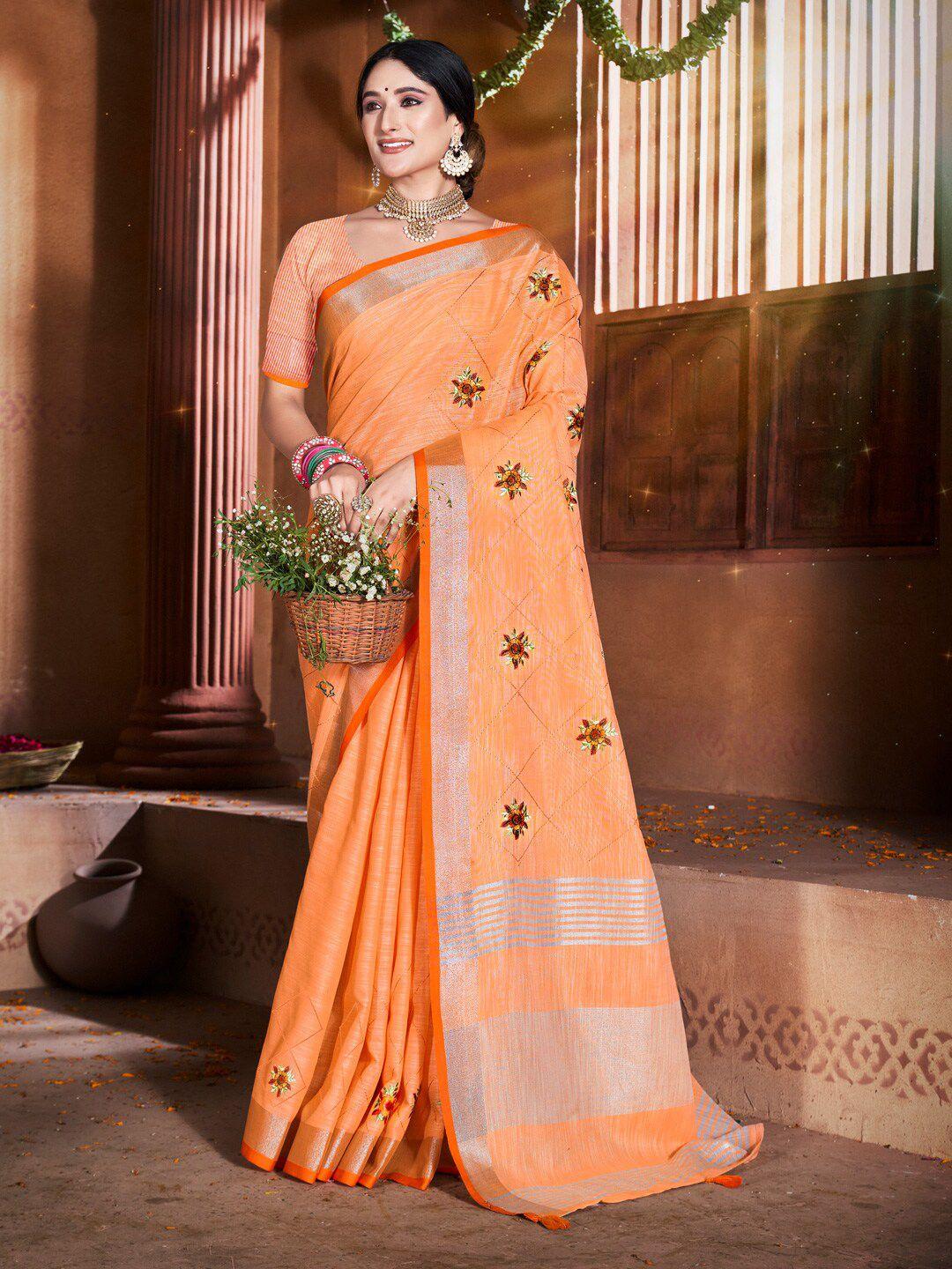 ishin floral embroidered saree