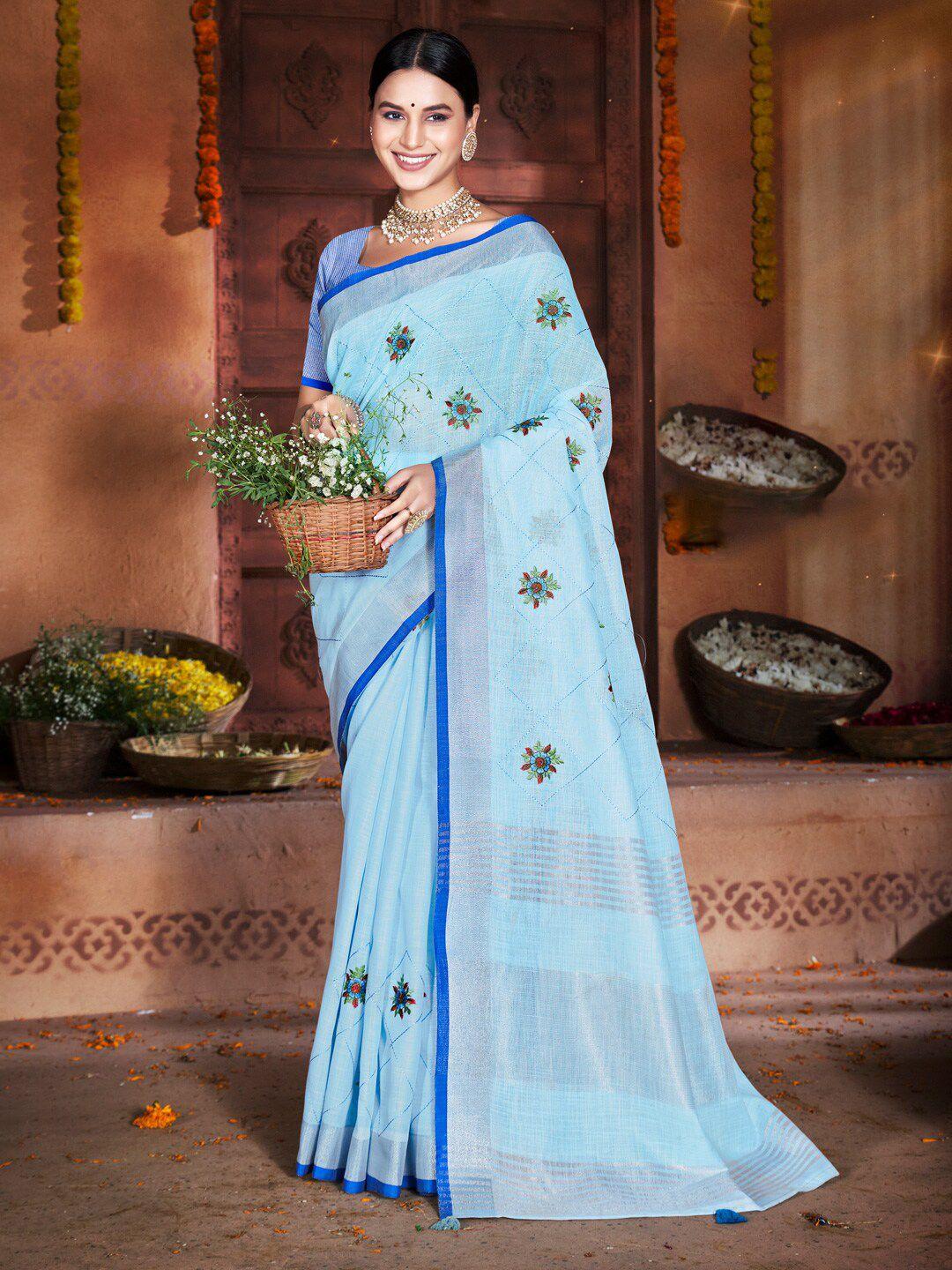 ishin floral embroidered saree