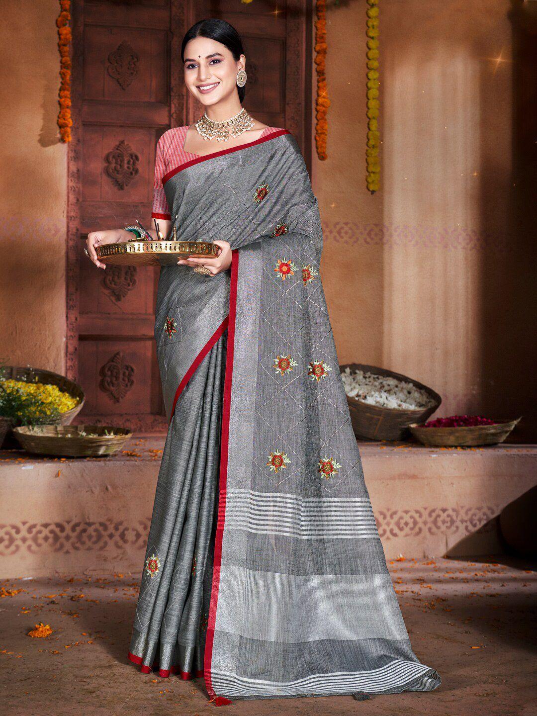 ishin floral embroidered saree