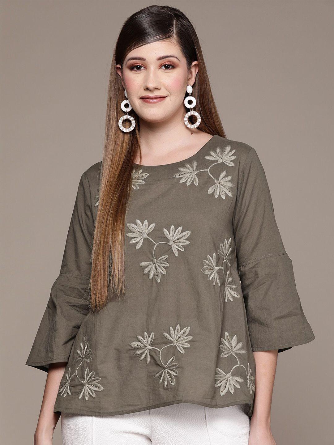 ishin floral embroidered top