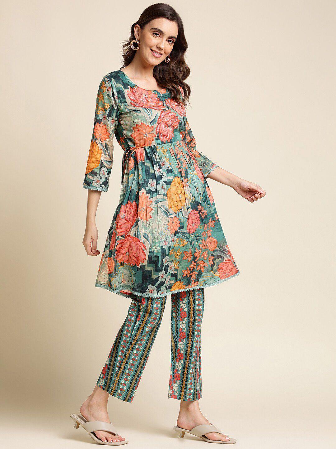ishin floral printed cotton co-ords set