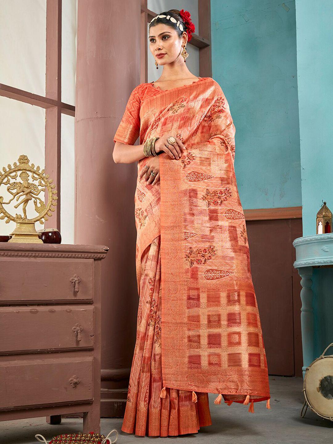 ishin floral zari pure silk banarasi saree