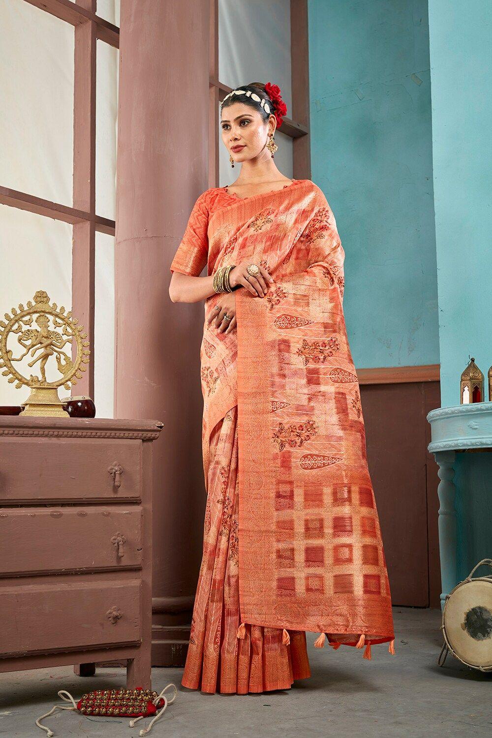 ishin floral zari pure silk banarasi saree