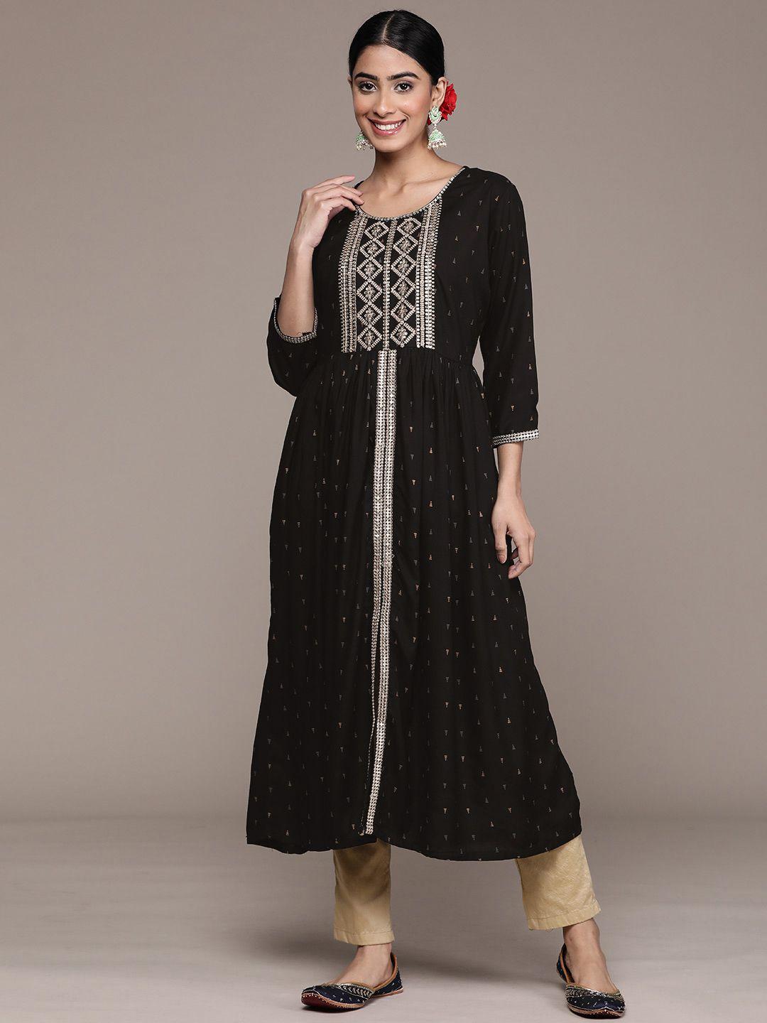 ishin foil printed zari embellished kurta