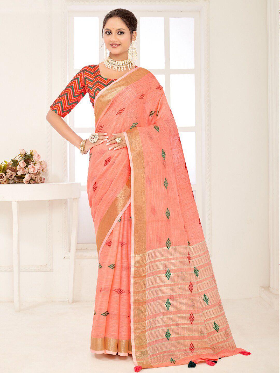 ishin geometric woven design zari saree