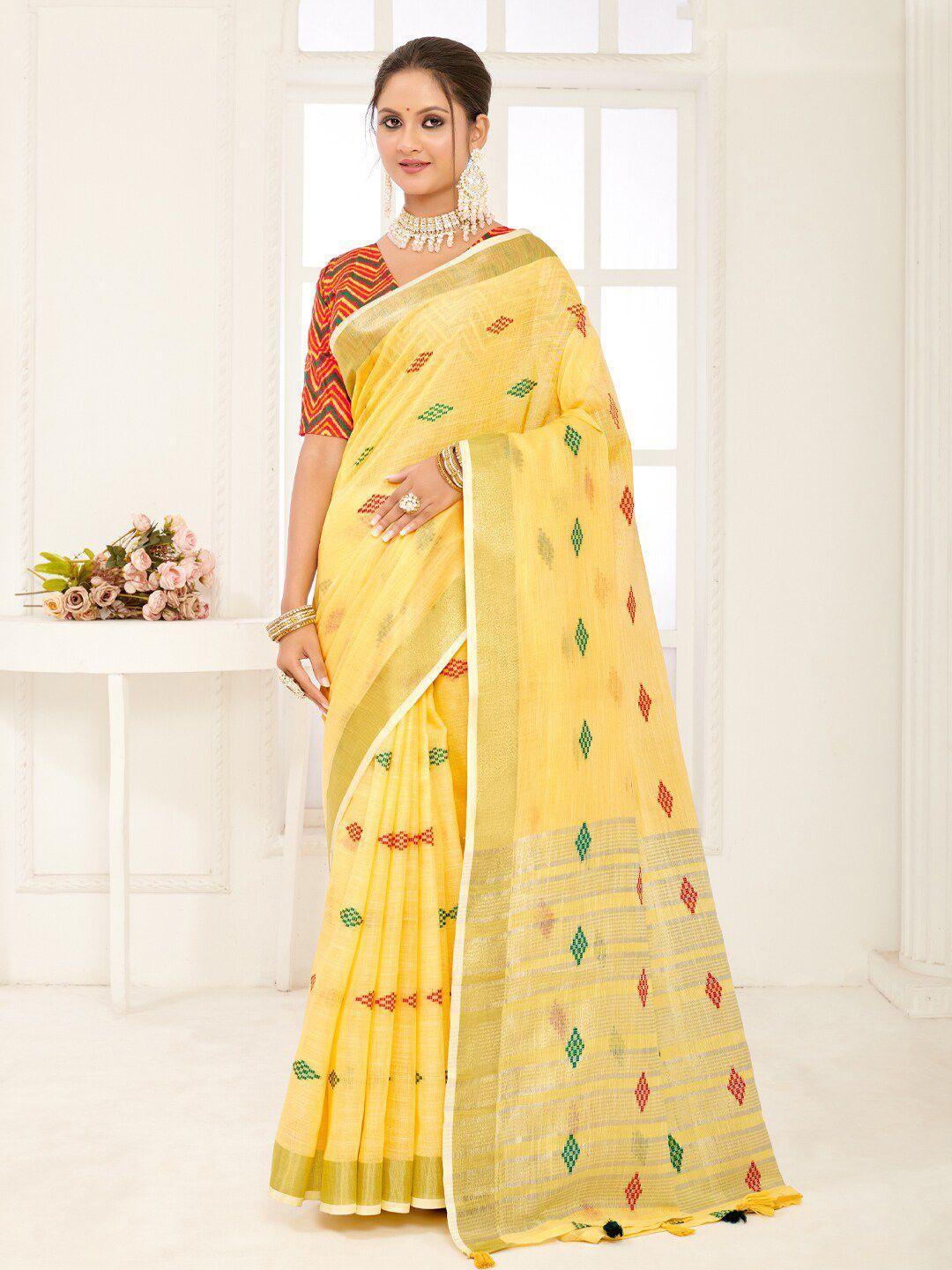 ishin geometric woven design zari saree