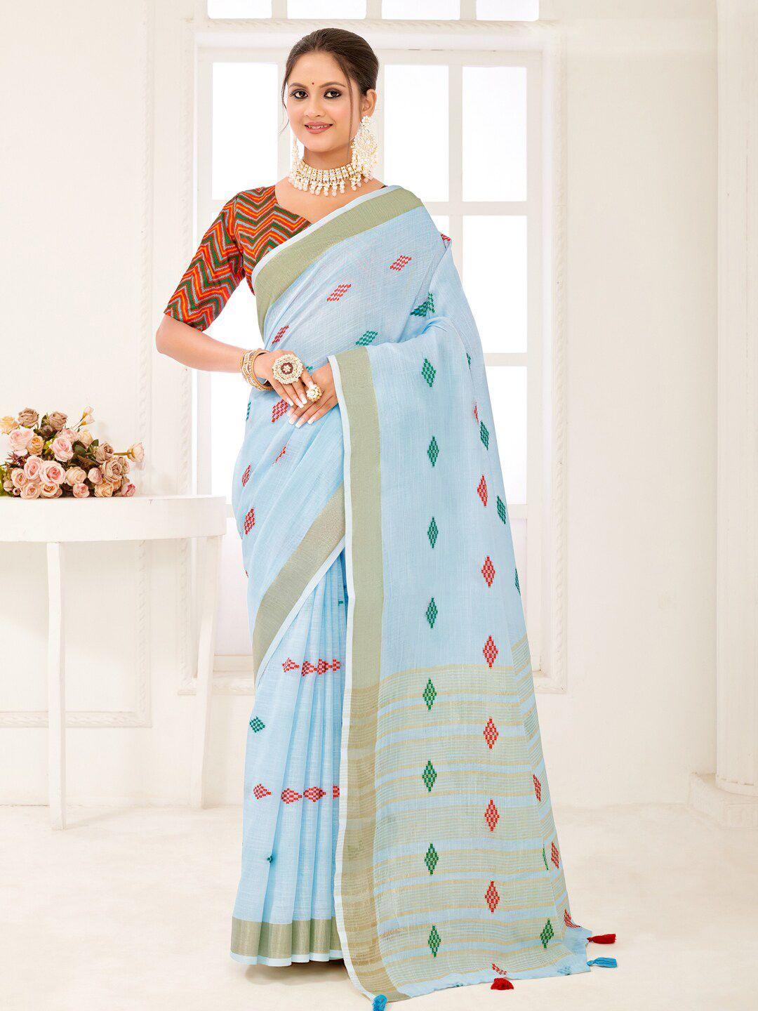 ishin geometric woven design zari saree