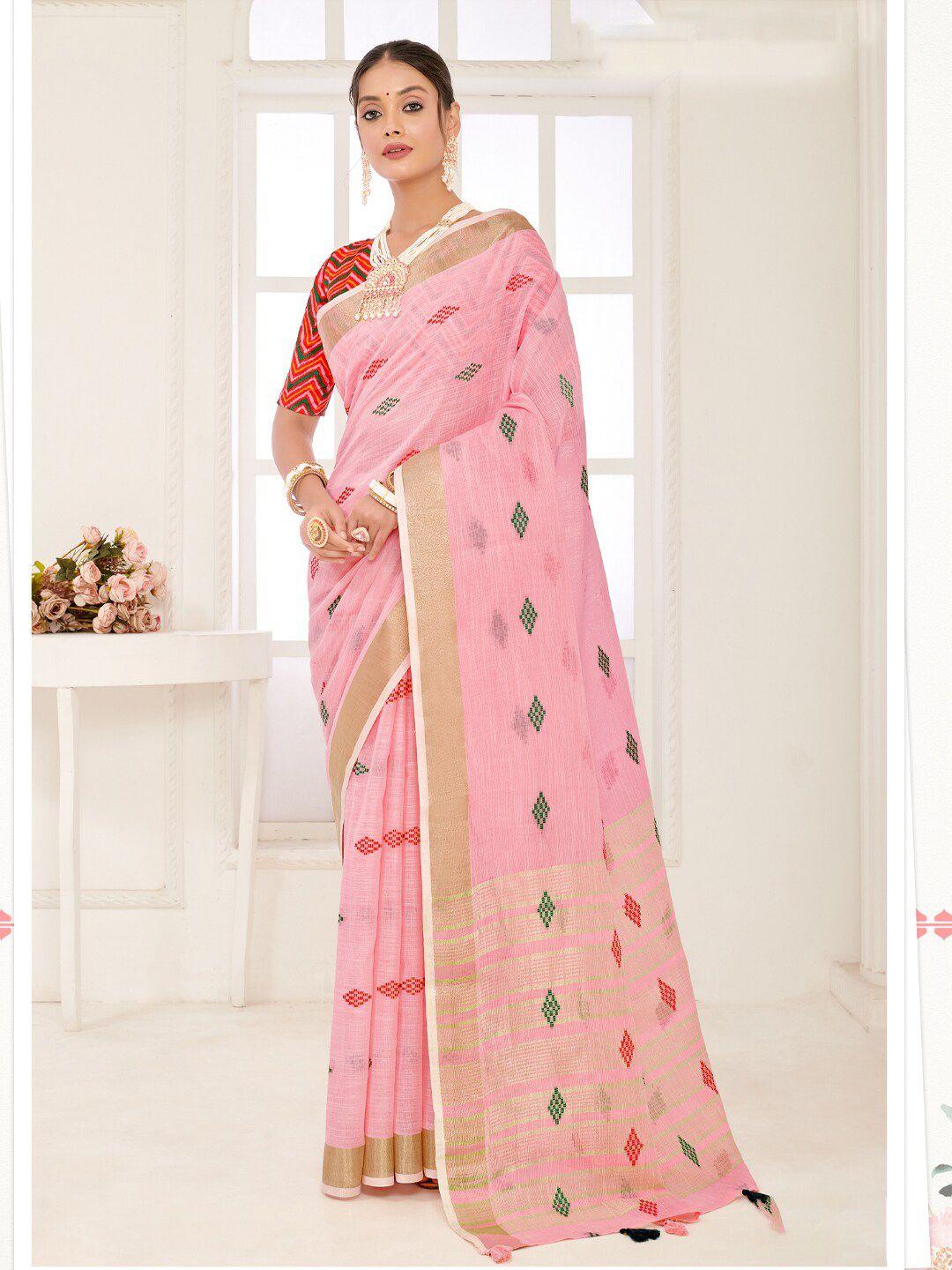 ishin geometric woven design zari saree