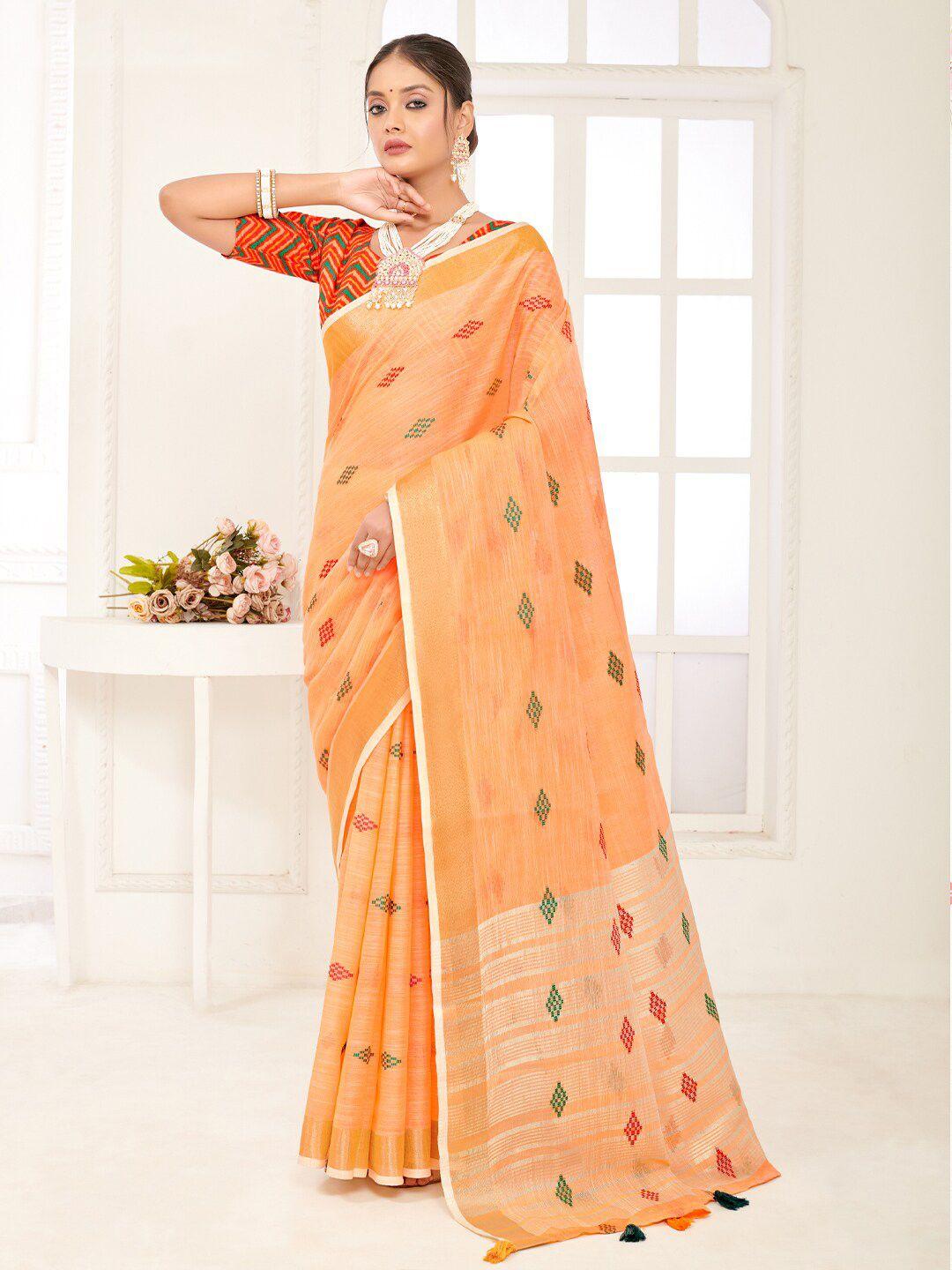 ishin geometric woven design zari saree