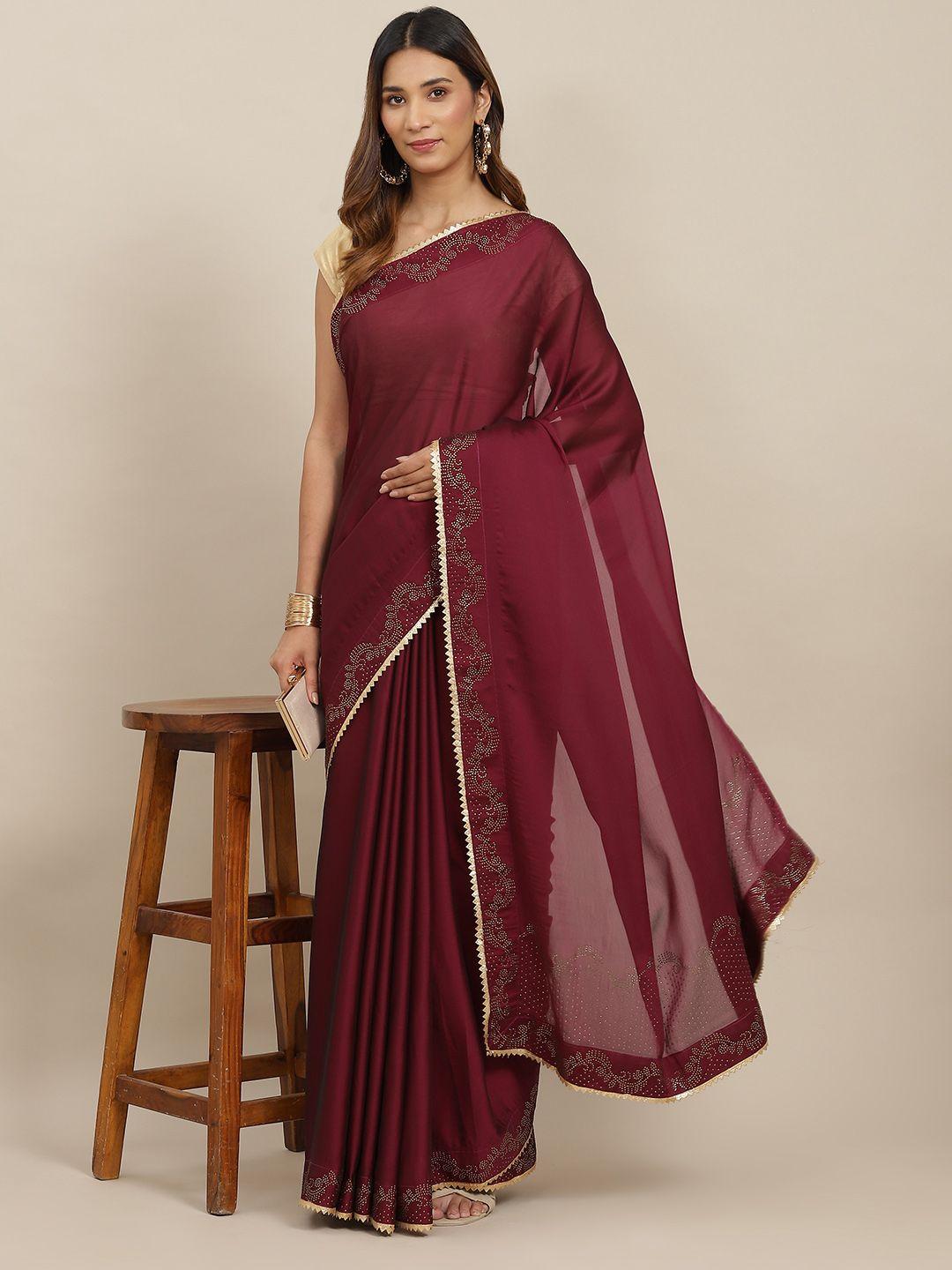 ishin magenta mukaish work saree