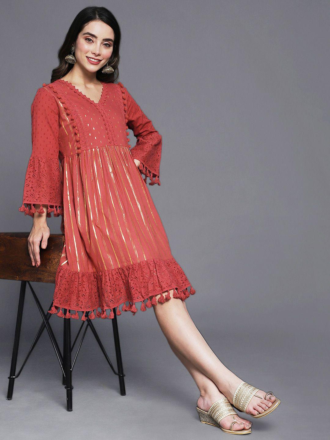 ishin maroon embellished ethnic dress