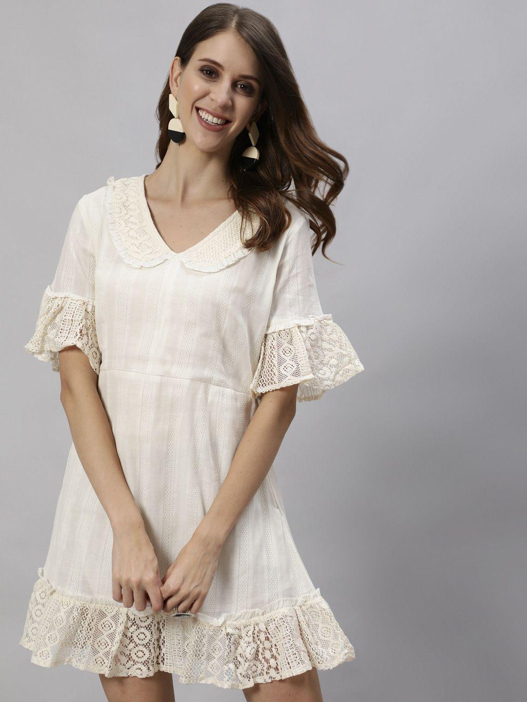 ishin off white peter pan collar a-line dress