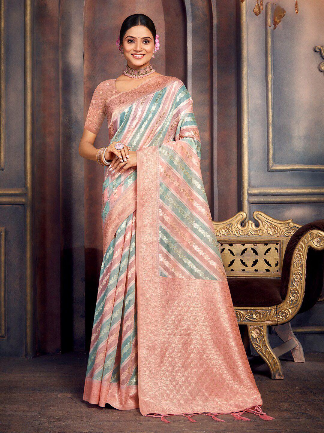 ishin striped woven design zari saree