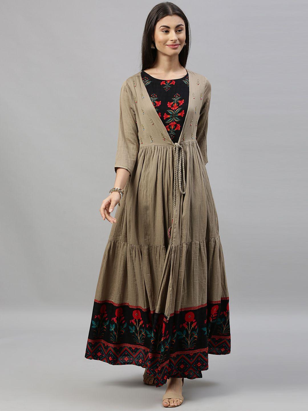 ishin women black embellished a-line kurta