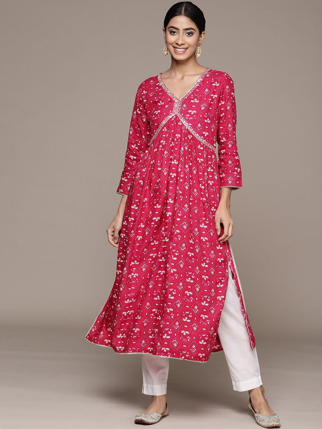 ishin women ethnic motifs printed a-line kurta